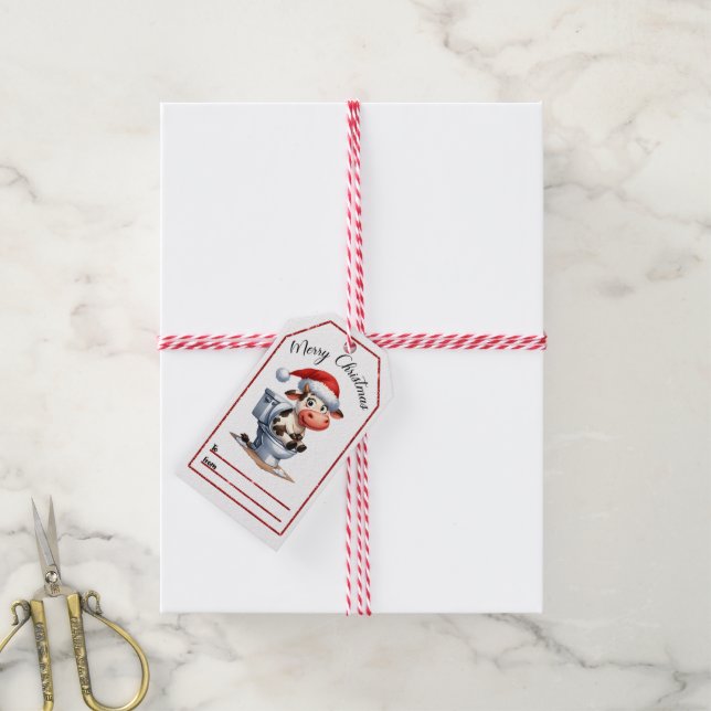 Lustig märkre för ko-på-toalett-jul presentetikett (Med Snöre)