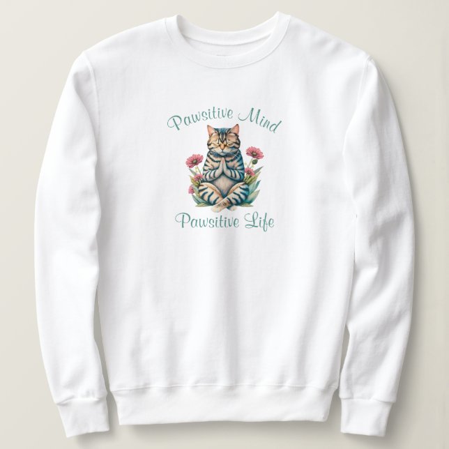 Lustig meditation Cat inspirationsinriktad, positi T Shirt (Design framsida)