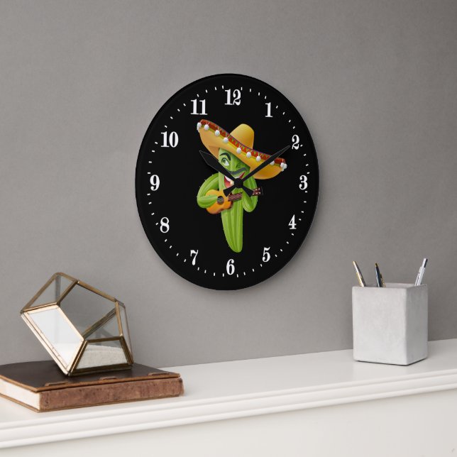 Lustig mexikansk cactus decor stor klocka (Kontor)