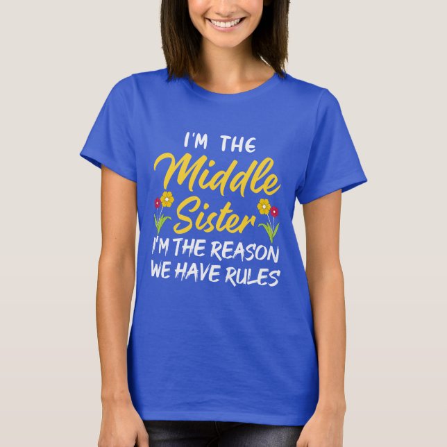 lustig mitten Sister regler ord art T Shirt (Framsida)