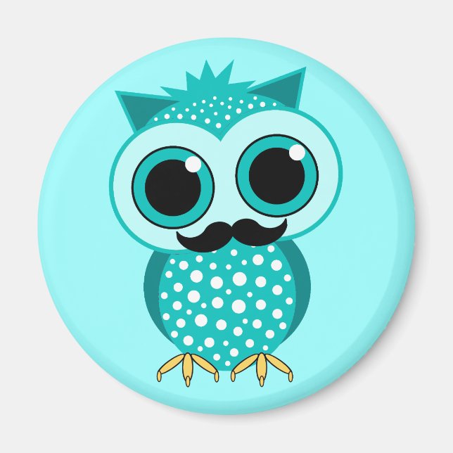 lustig mustache uggla magnet (Framsidan)
