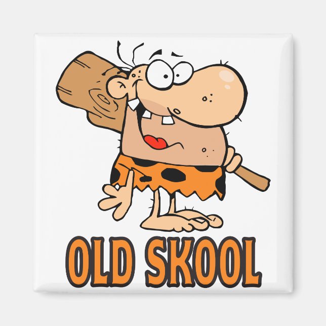 lustig old school skool grottman tecknad magnet (Framsidan)
