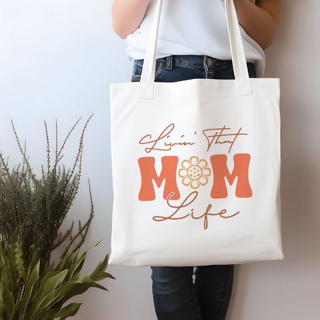 Lustig Orange och Gult Livin? Mamma Life Tygkasse (Skapare uppladdad)