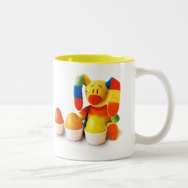 Lustig Påskhare med Eggs Gift Två-Tonad Mugg (Höger)