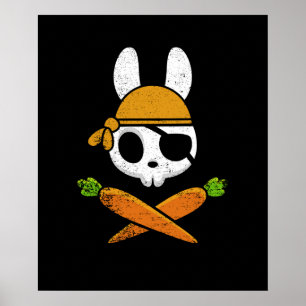 Lustig Påskhare Rabbit Pirat Skull och morot Poster