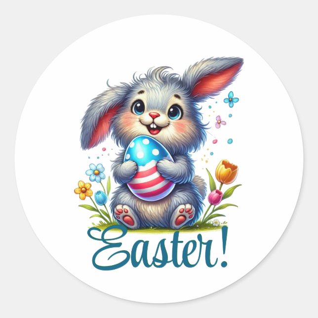 Lustig Påskhare Runt Klistermärke (Framsida)