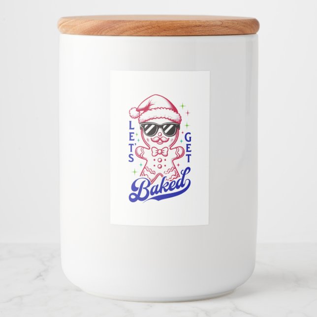 Lustig Pepparkaksgubbe - Låt oss Hämta bakad Mat Etikett (Framsida)