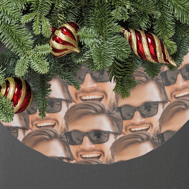 Lustig Personlig Ansikte jul Julgransmatta Borstad Polyester (Funny Personalized Face Christmas Brushed Polyester Tree Skirt
)