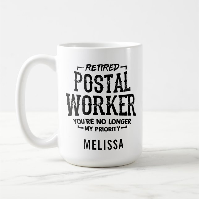 Lustig Personlig, pensionerad postarbetare Namn Kaffemugg (Vänster)
