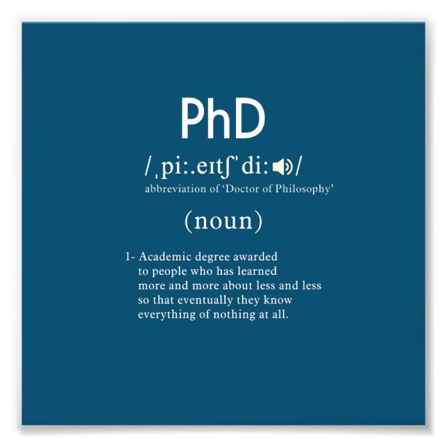 lustig phd-definition fototryck (Framsidan)