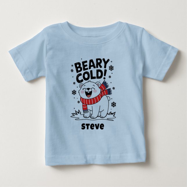 Lustig Polar Beary Kall jul T Shirt (Framsida)