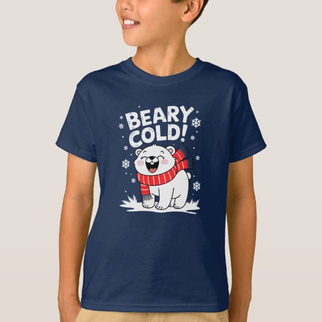 Lustig Polar Beary Kall jul T Shirt (Framsida)