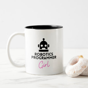 Lustig Robotics Programmer Girl Två-Tonad Mugg