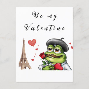 lustig romantisk fransk groda för valentines day helg vykort