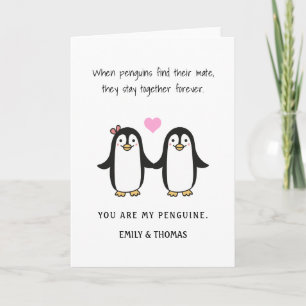 lustig romantisk penguinvalentin/-årsdag helgkort