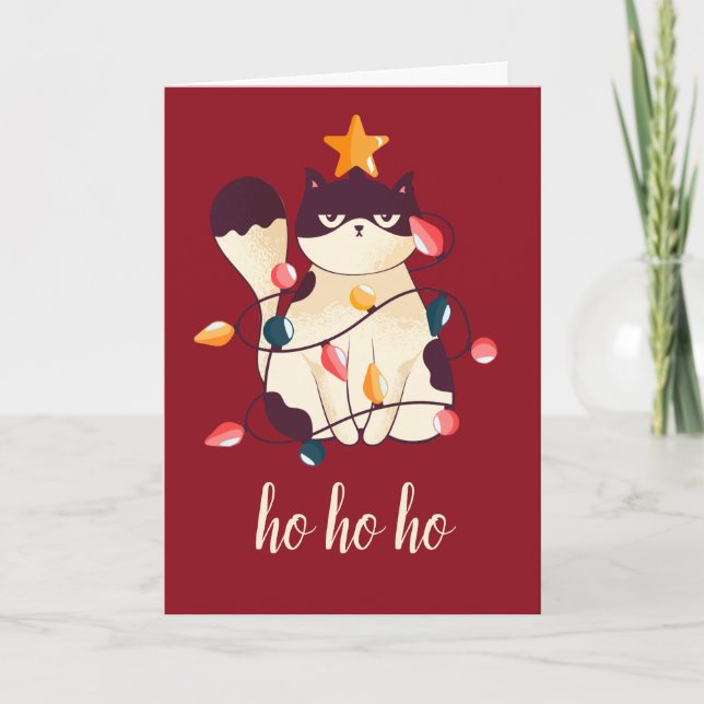 Lustig Sarcastic Cat-jul Helgkort (Framsida)