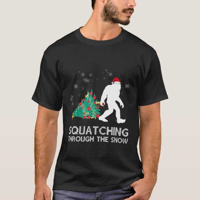 Lustig Sasquatch-jul T Shirt (Framsida)