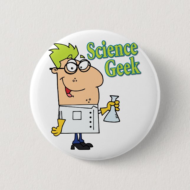 lustig science geek tecknade figurer knapp (Framsida)