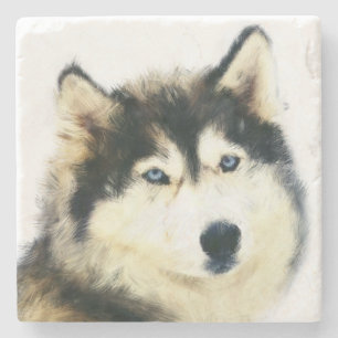Lustig Siberian husky Marble Underlägg