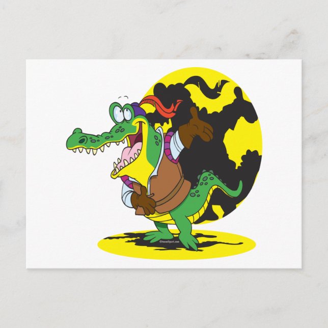 lustig skådespelare som spelar alligator tecknade  vykort (Framsida)