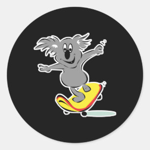 lustig skateboarding koala björn runt klistermärke