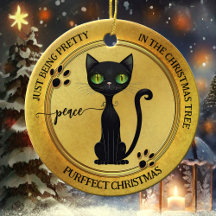 Lustig Söt Black Kattunge Guld jul