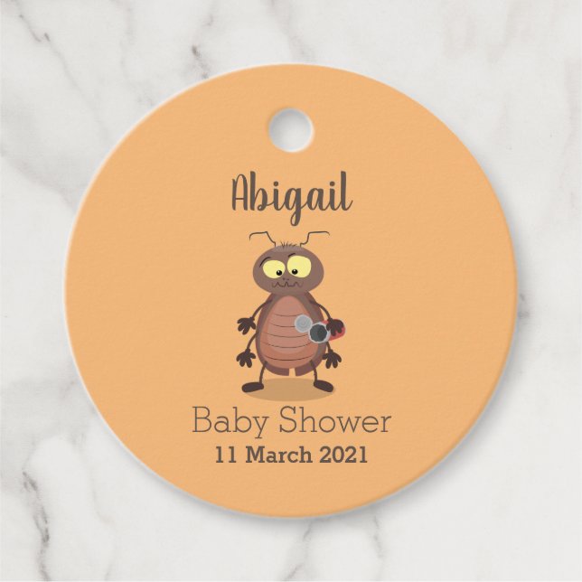 Lustig, söt kackerlacka tecknade figurer gåvor etiketter (Framsida)