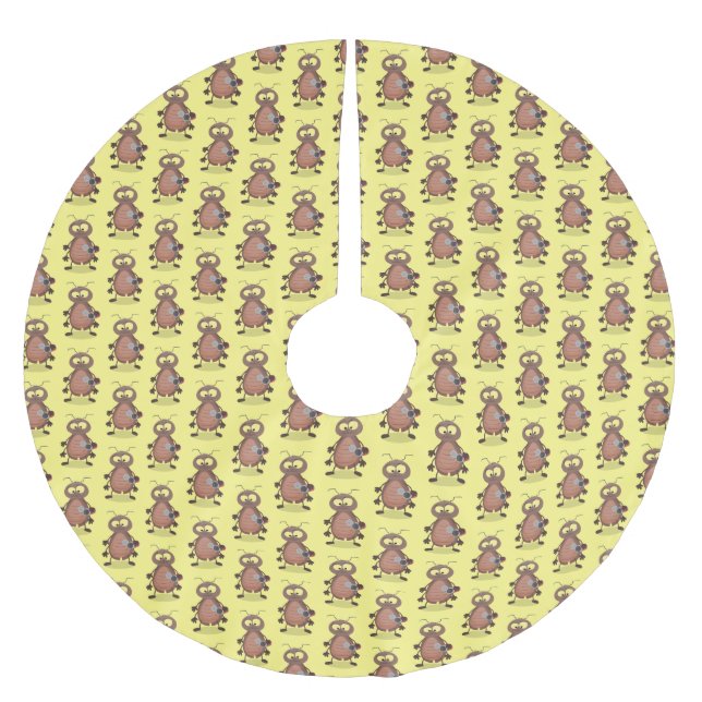 Lustig, söt kackerlacka tecknade figurer julgransmatta borstad polyester (Framsidan)