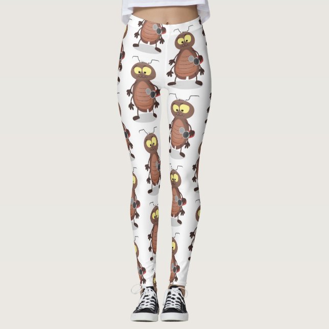 Lustig, söt kackerlacka tecknade figurer leggings (Framsida)
