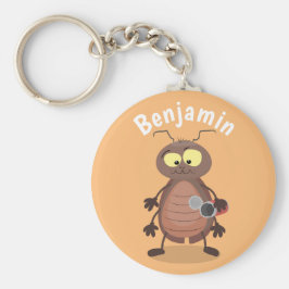 Lustig, söt kackerlacka tecknade figurer nyckelring