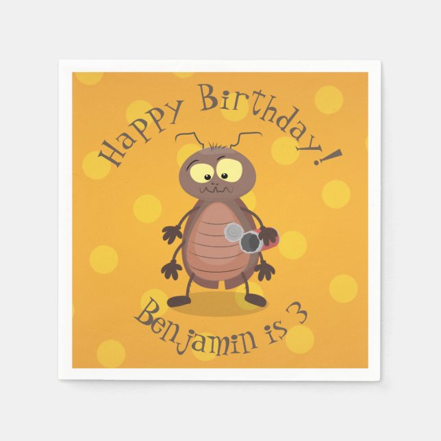 Lustig, söt kackerlacka tecknade figurer pappersservett (Framsidan)