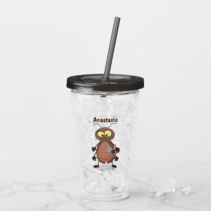 Lustig, söt kackerlacka tecknade figurer take away mugg