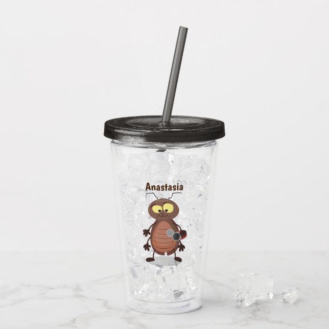 Lustig, söt kackerlacka tecknade figurer take away mugg (Baksida Ice)