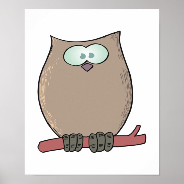 lustig söt tecknad uggla poster (Framsidan)