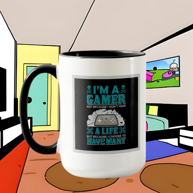 lustig spelare lägga till monogram ord art mugg (Skapare uppladdad)