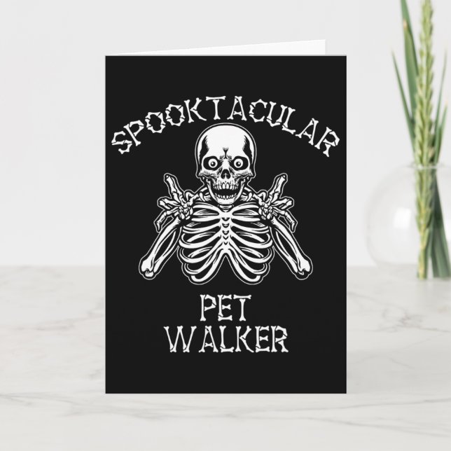 Lustig Spooky Spooktacular Pet Walker Halloween Kort (Framsida)