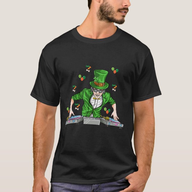 lustig St patrick's day Dj Music Man-Grönt T Shirt (Framsida)