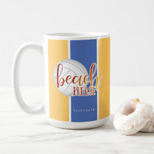 lustig strand som säger personlig tjejer volleybal kaffemugg