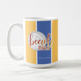 lustig strand som säger personlig tjejer volleybal kaffemugg