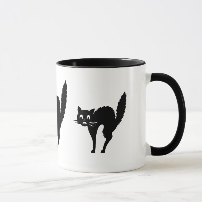 lustig svart katt med bågformig halloween mugg (Höger)
