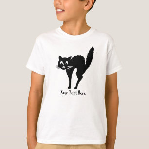 lustig svart katt med bågformig halloween t-shirt