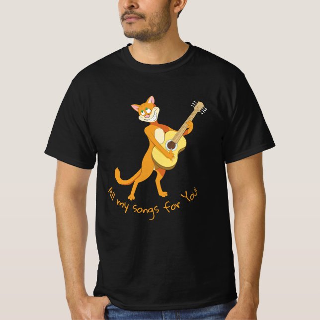 lustig t-shirt med sjungande katt (Framsida)