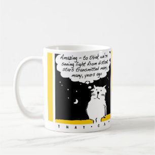 Lustig tecknad av Cat Tittar på Stars Kaffemugg