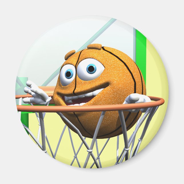 Lustig Tecknad Basketball i Ring Magnet (Framsidan)
