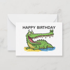 Lustig Tecknad Crokodile med Big Smile Birthday Anteckningskort