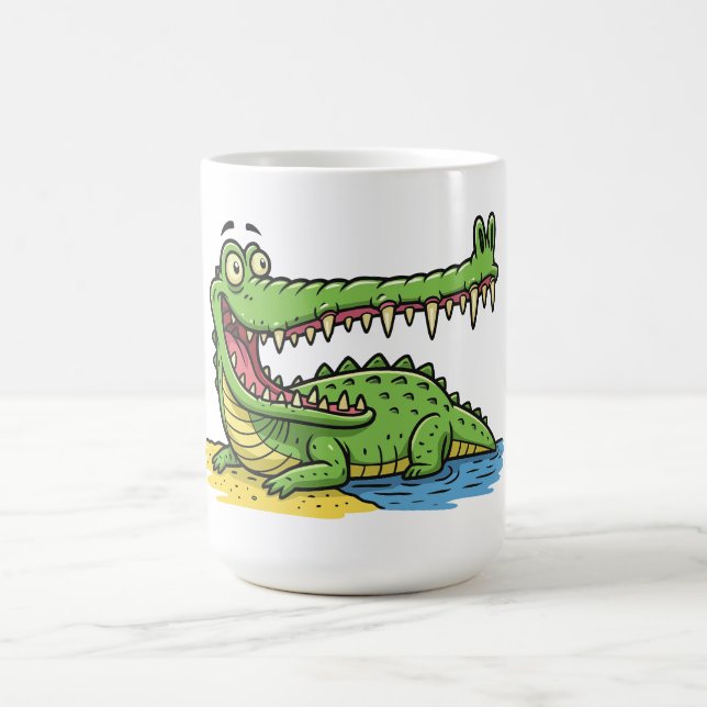 Lustig Tecknad Crokodile med Big Smile Kaffemugg (Center)