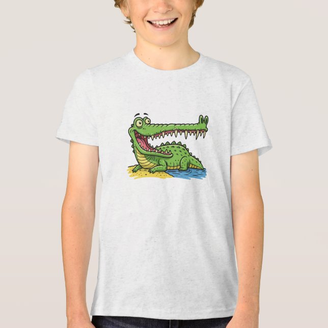 Lustig Tecknad Crokodile med Big Smile T Shirt (Framsida)