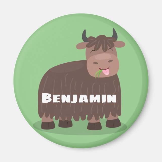 Lustig tecknad för att äta gräs i lycklig magnet (Framsidan)