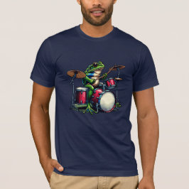 Lustig Tecknad Frog som spelar Drums T Shirt