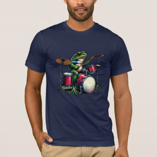 Lustig Tecknad Frog som spelar Drums T Shirt